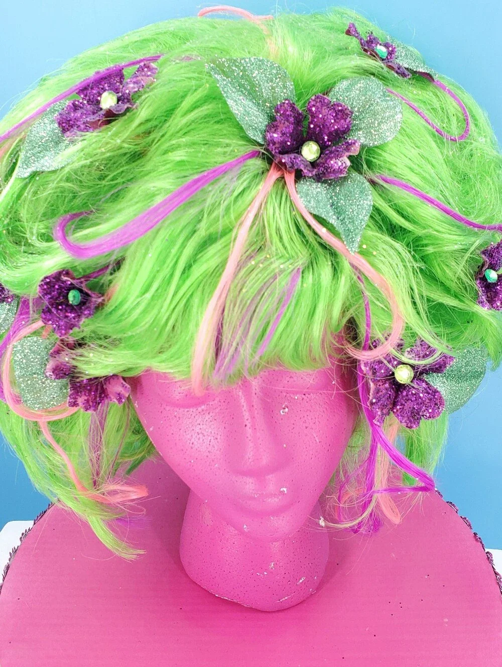 Fifi's custom green and purple wig